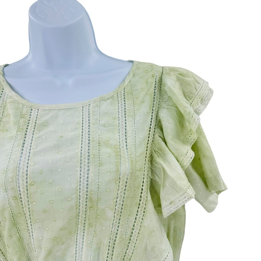 LoveShackFancy Natasha Green Lace Embroidered Tiered Ruffle Mini Dress Size L - Picture 7 of 12